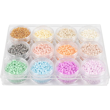 Creativ Company Rocailles okrągłe szklane koraliki 3 mm pastelowe kolory, 12x17 gramów