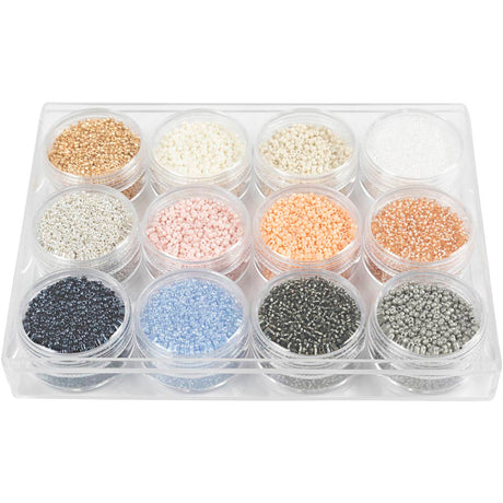 Creativ Company Rocailles okrągłe szklane koraliki 1,7 mm pastelowe kolory, 12x17 gramów