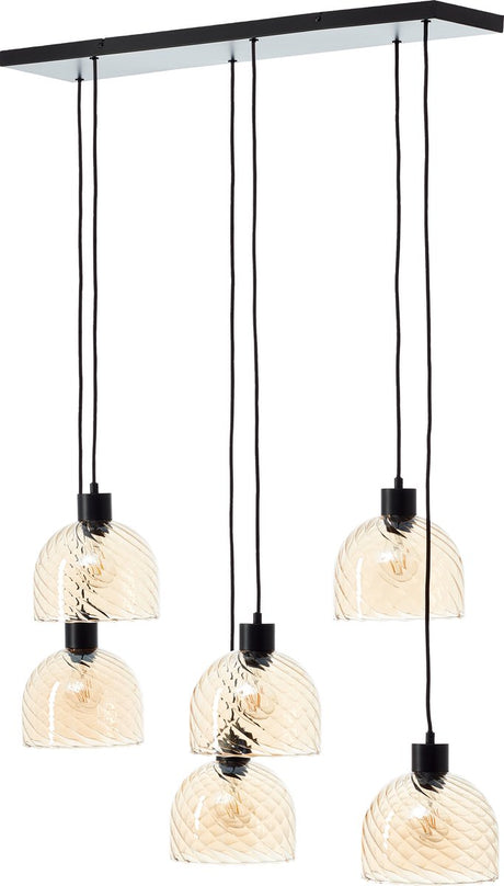 Brilliant casto - lampa wisząca - 6-punktowa - e27 max 6x25w - szkło - bursztyn - czarny