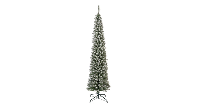 Pencil pine tree snowy green white d70 h240 cm