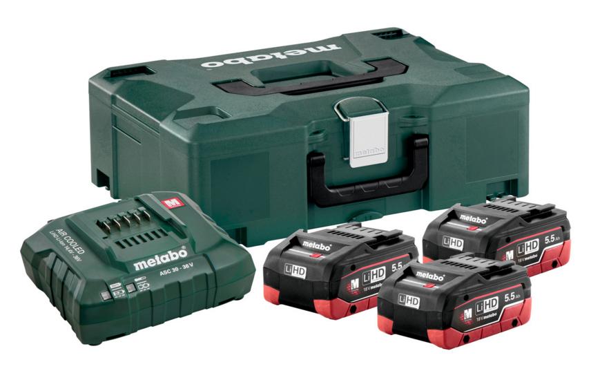 Metabo batterij 18v 5,5ah liahad x3+ładowarka asc 30-36 v +metadec