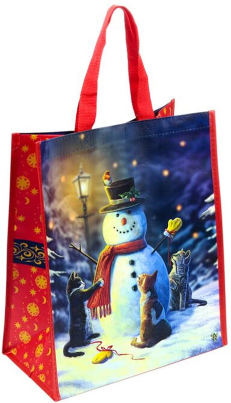 Torba na zakupy Puckator - Lisa Parker Christmas Cats Snowman - zrównoważony - 40x33x17cm