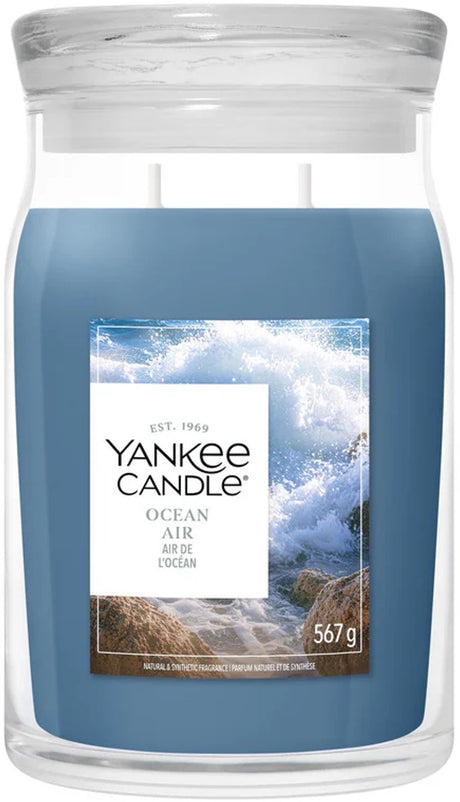 Yankee Candle - świeca zapachowa ocean air w dużym słoiczku - 90 godzin palenia - dwa knoty