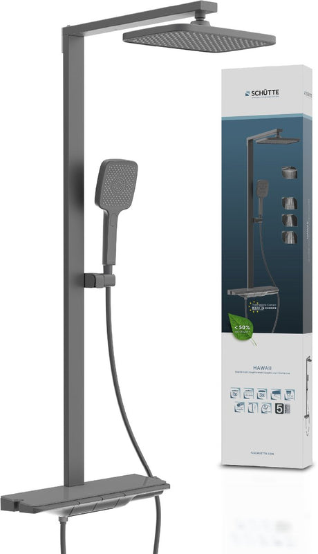 System prysznicowy Schütte Hawaii - deszczownica - z baterią termostatyczną - grafit matowy