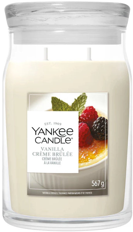 Yankee Candle - waniliowa świeca zapachowa crème brûlée w dużym słoiczku - 90 godzin palenia - dwa knoty