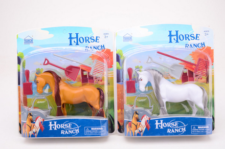 Paard met accessoire op blister assorti 5 delig