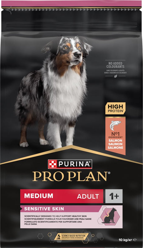 Pro plan purina® ® skóra wrażliwa średni dorosły - sucha karma dla psów - łosoś - 10 kg
