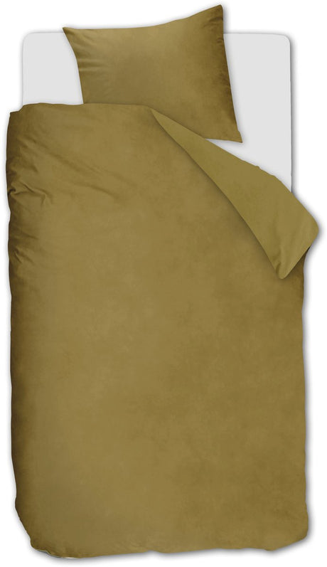 Ambiante velvety dekbedovertrek - eenpersoons - 140 x 200 220 cm - oker