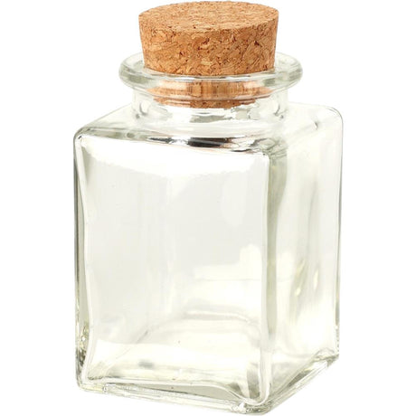 Doskonały szklany słoik do przechowywania artykułów gospodarstwa domowego z korkową pokrywką 80 ml 4,5 x 4,5 x wys. 8 cm