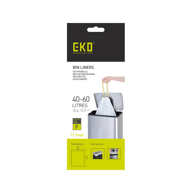 Worek na odpady Eko typ f 40-60l rolka 12 worków biały