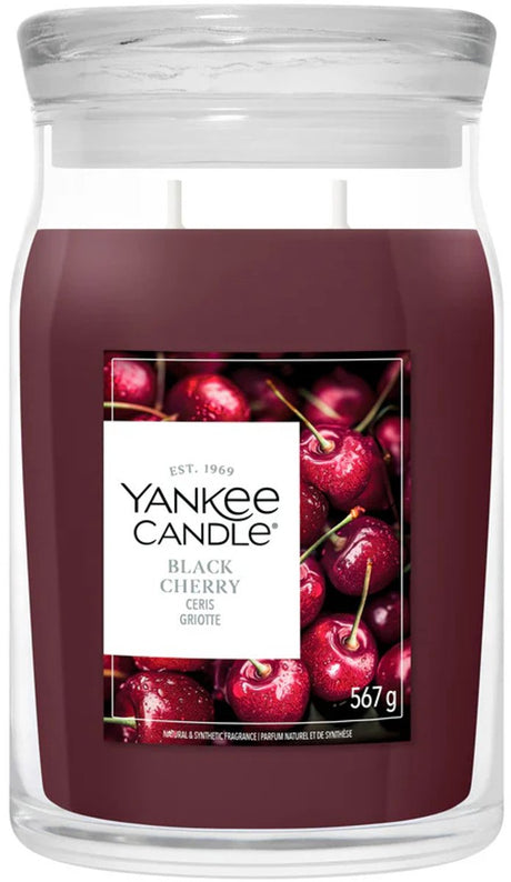 Yankee Candle - świeca zapachowa Black Cherry w dużym słoju - 90 godzin palenia - dwa knoty