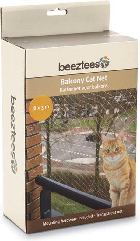 Siatka dla kota Beeztees - siatka dla kota na balkon - łatwa w montażu - przezroczysta - 8x3 m