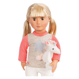 Outfit pyjama voor poppen 45cm - eenhoorn