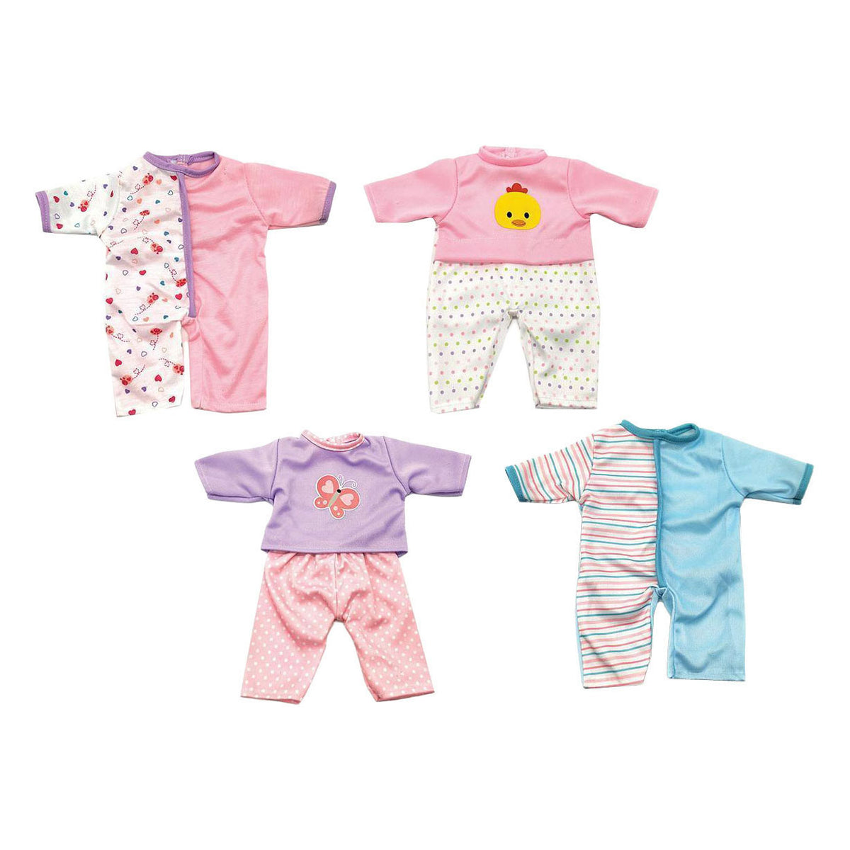 Poppenkledingset voor 41cm poppen - 4 outfits