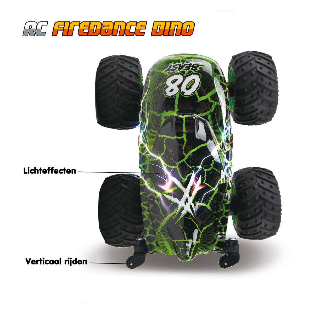 Rc bestuurbare 2.4ghz firedance dino stuntauto - 1:20
