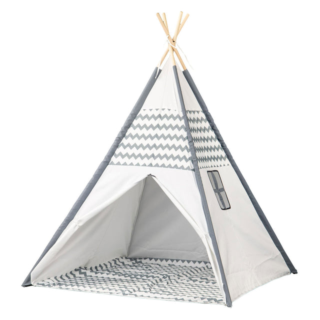 Tipi z drewnianymi kijami i dywanikiem - 120x120x150cm