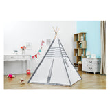 Tipi z drewnianymi kijami i dywanikiem - 120x120x150cm