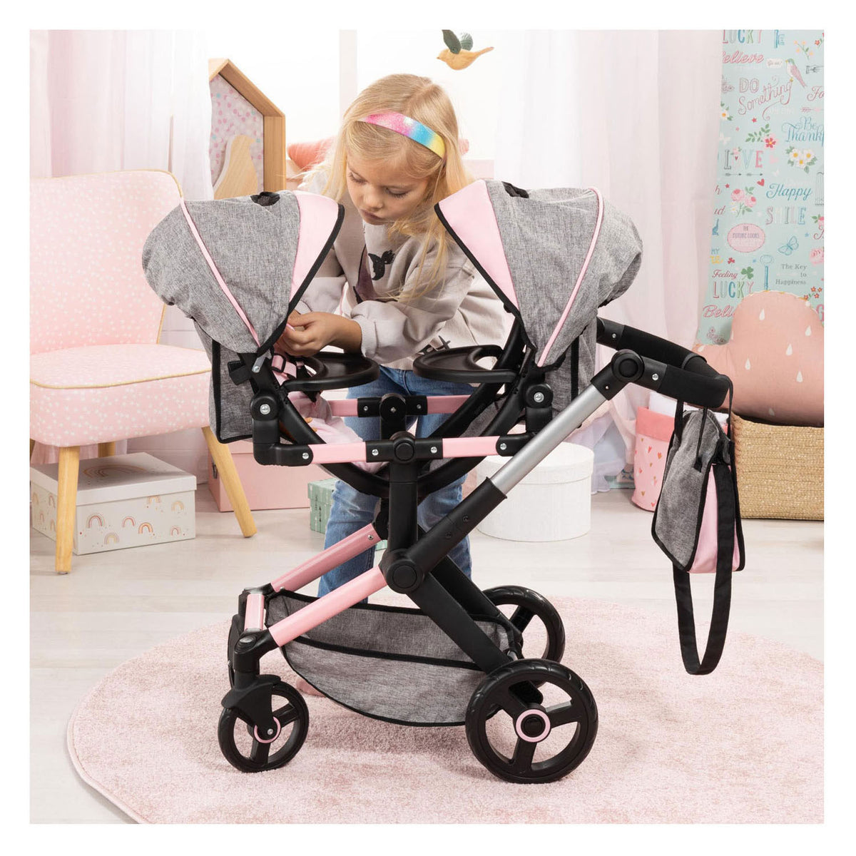 Wózek dla lalek bliźniaczych Xeo duo - 46 cm