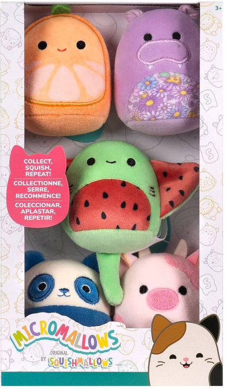 Jazwares micromallows - 5 paczek pluszowych squishmallows (lai, reshma, scout, orin, hanna) 6cm