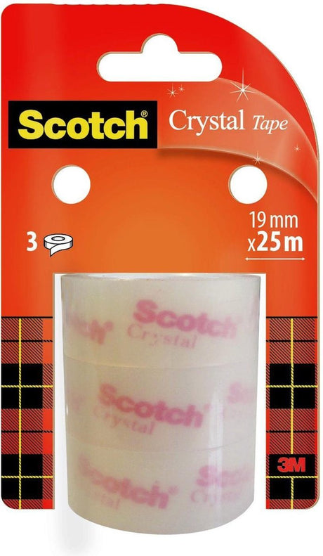 Taśma Scotch ® krystalicznie czysta, wkłady, 19 mm x 25 m, 3 rolki