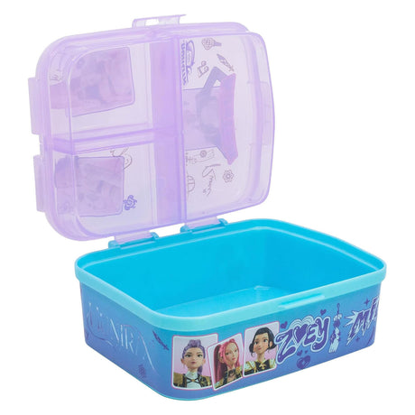 Stor kpop demon hunters kinderlunchbox – broodtrommel met 4 vakken voor kinderen vanaf 4 jaar - vaatwasserbestendig bpa-vrij - blauw paars