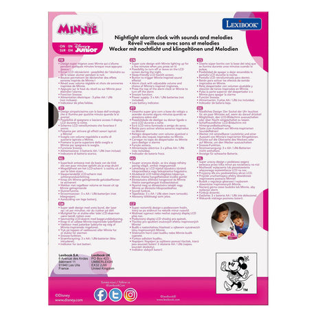 Cyfrowy budzik Lexibook z lampką nocną Minnie 3D i efektami dźwiękowymi