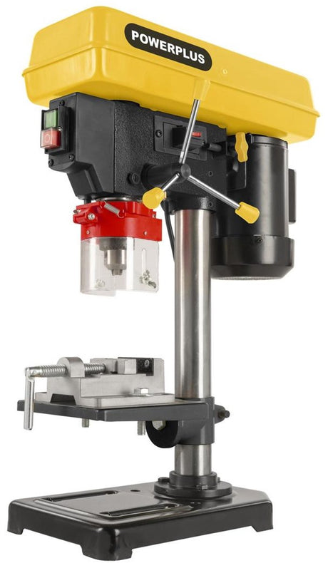 Wiertarka kolumnowa Powerplus powx156 - wiertarka stołowa do wiercenia w drewnie i stali do 50 mm - 9 prędkości obrotowych o mocy 500 W - 164 x 162 mm Stół odchylany do 45° i z regulacją wysokości
