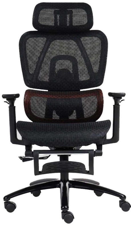 Meetion chr32 - ergonomiczne krzesło do gier - regulowane oparcie - konstrukcja z siatki - podnóżek - podłokietniki 3D - czarny