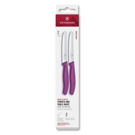 Nóż stołowy do pomidorów Victorinox, 2 sztuki, fioletowy, ząbkowany