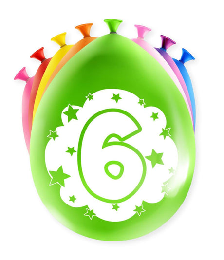 Paperdreams happy party ballonnen - 6 jaar - pak a 8 stuks latex
