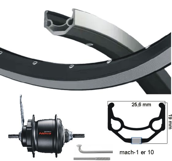 KGS Tylne koło 28 cali (622) Nexus 8 Hub Hub Black