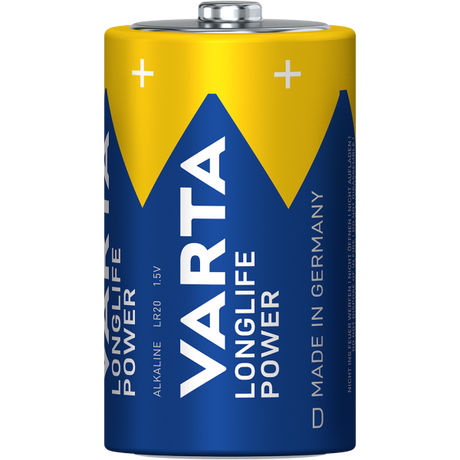 Akumulator Varta Longlife Power - monofoniczny akumulator o dużej energii, 2-częściowy blis longlife
