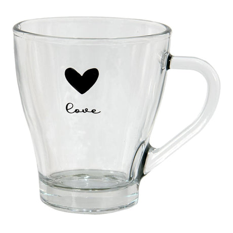 Clayre Eef glass przezroczysta szklanka do herbaty z sercem i napisem love 11x8x10cm 200ml