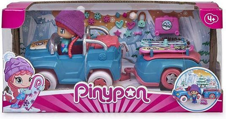 Famosa pinypon - jeep narciarski z przyczepką i figurką