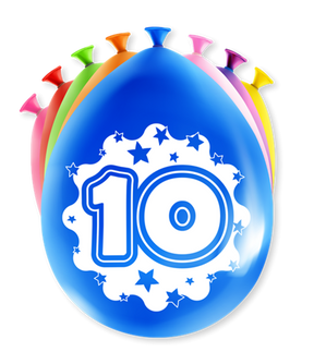 Balony z cyframi Paperdreams - 10 lat 8 sztuk 30cm