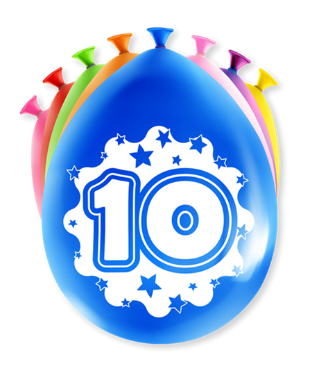 Balony z cyframi Paperdreams - 10 lat 8 sztuk 30cm
