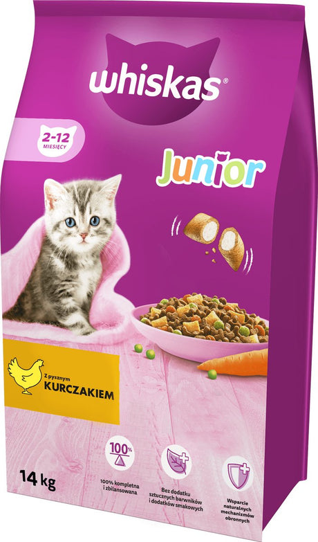 Whiskas junior - kurczak - 14kg - dla kociąt - z mlekiem