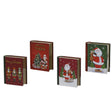 Decoris blik bookvorm kerst 11,8x10x3,8cm 4 assorti