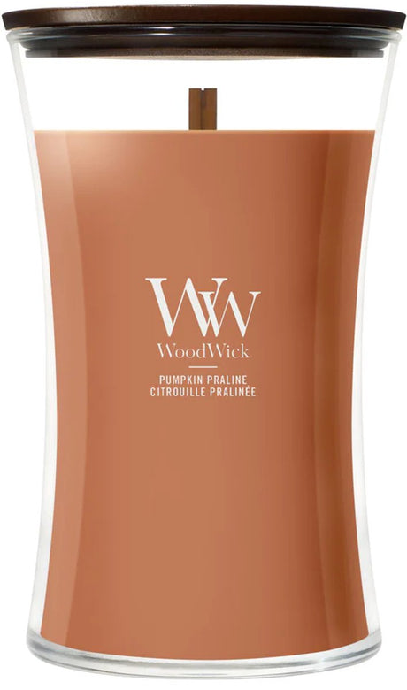 Woodwick hourglass - pumpkin praline - large geurkaars - 130 branduren