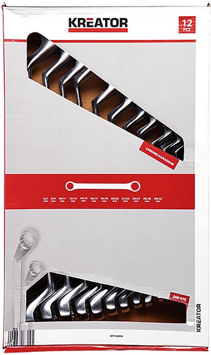 Zestaw kluczy oczkowych Kreator krt500006 - 6-32mm - 12 sztuk