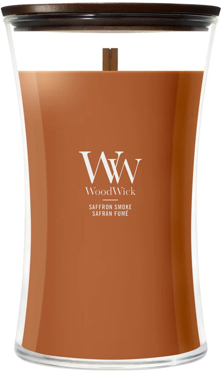 Woodwick hourglass - saffron smoke - large geurkaars - 130 branduren