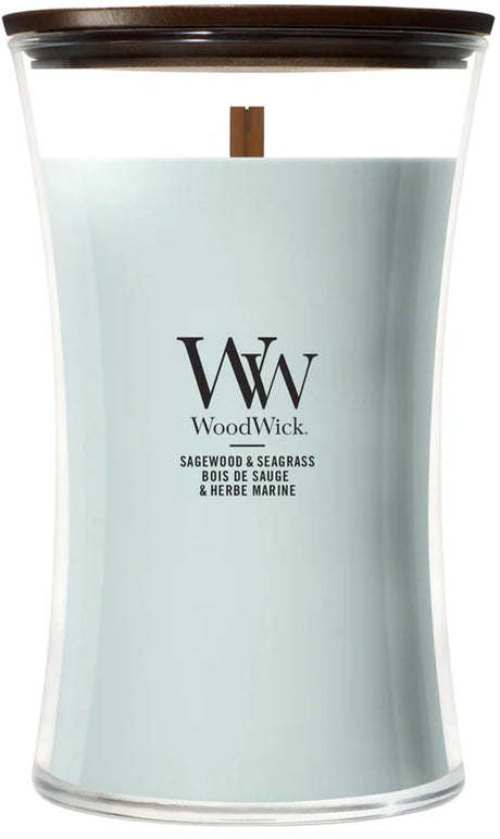Woodwick hourglass large geurkaars - sagewood seagrass - 130 branduren