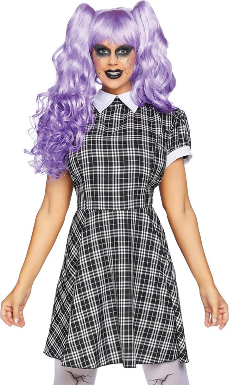 Sukienka typu babydoll w kratę Leg Avenue