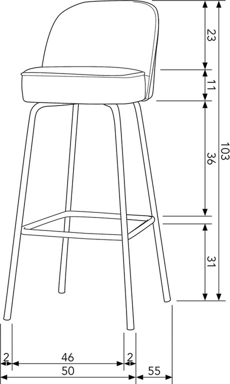 Krzesło barowe Woood vogue 80 cm - skóra z recyklingu - koniak - 103x50x55
