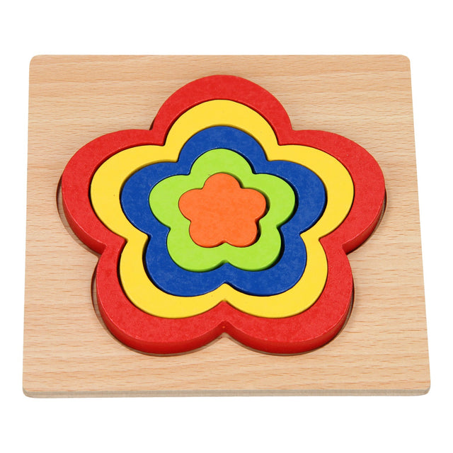 Houten vormenpuzzel - bloem
