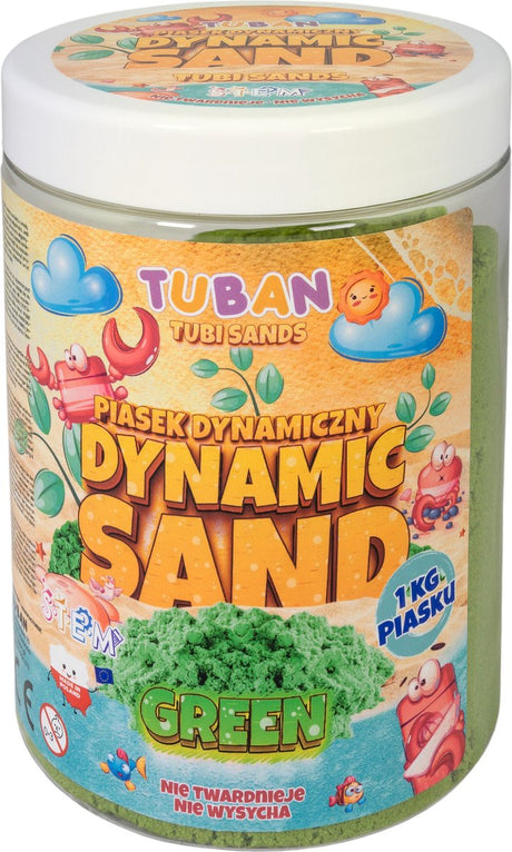 Tuban - piasek dynamiczny - zielony 1 kg, piasek jubilerski dla dzieci od 3 lat, zielony