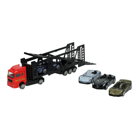Odlewany transporter Lobbes Toys BV z 4 samochodami