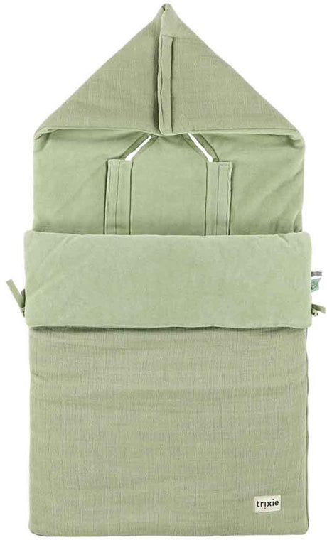 Śpiworek dla niemowląt Trixie bliss sage green - ciepły dodatek do wózka.