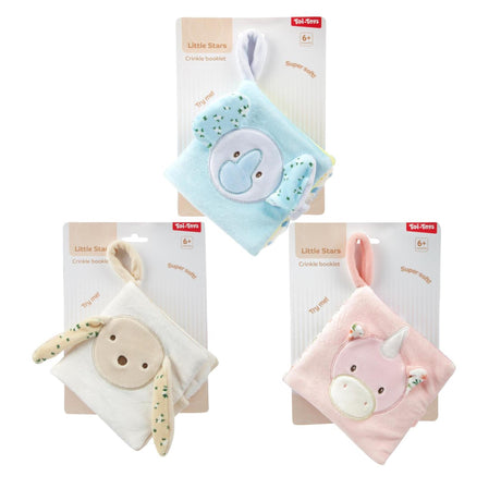 Toi-toys Little Stars Baby pluszowa, marszczona książeczka -miękka- 3ass