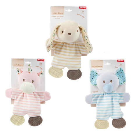 Toi-zabawki Little Stars Baby marszczona ściereczka + gryzak -miękka- 3ass